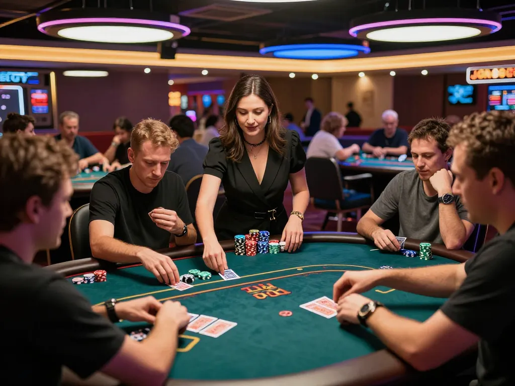 Players enjoying spirited poker games at Jun88 casino, highlighting excitement and focus.