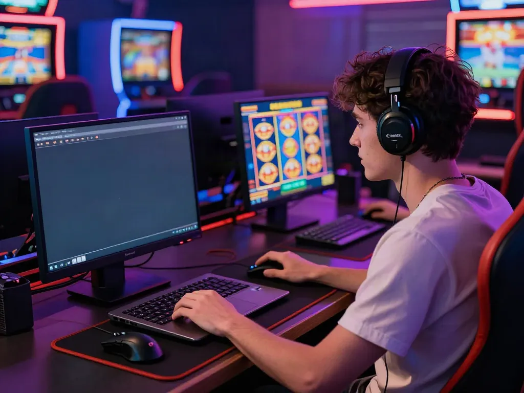 Engaged user enjoying da88 online gaming experience with vibrant visuals.