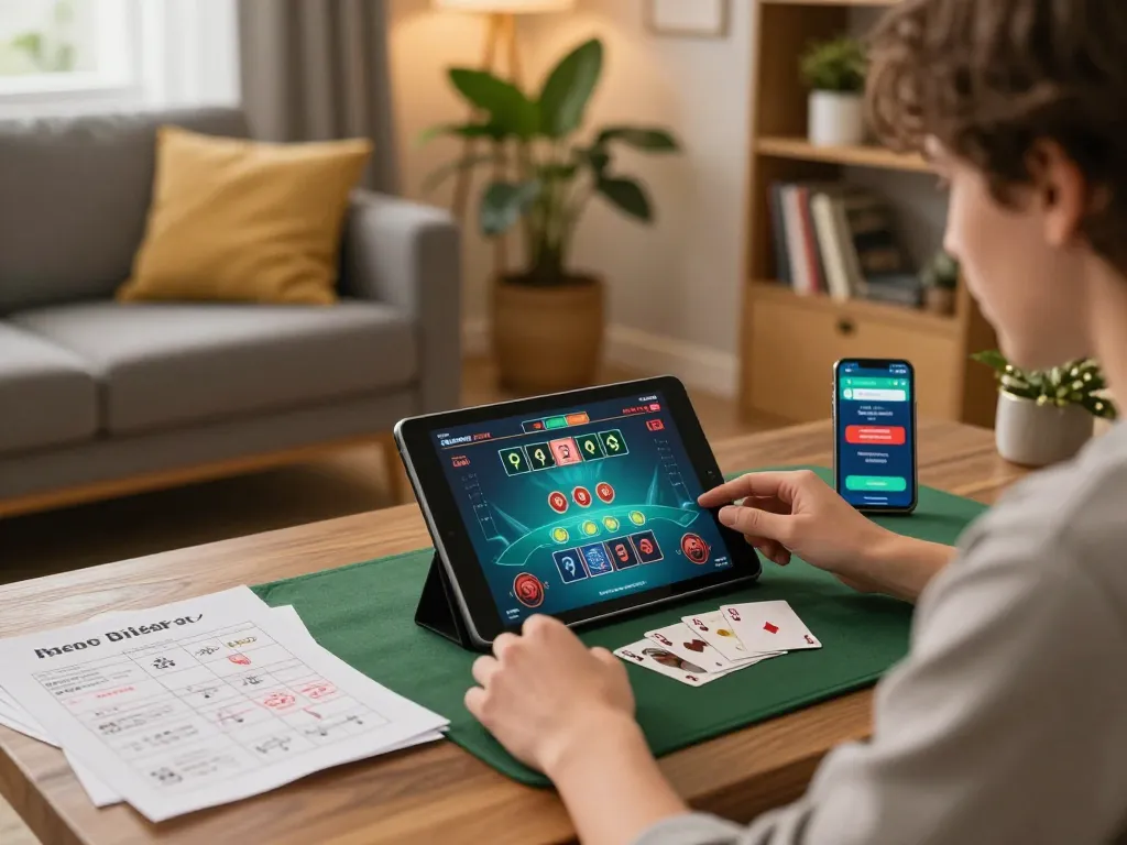 Play blackjack online with u888 in a cozy home setting, showcasing strategy and gaming action