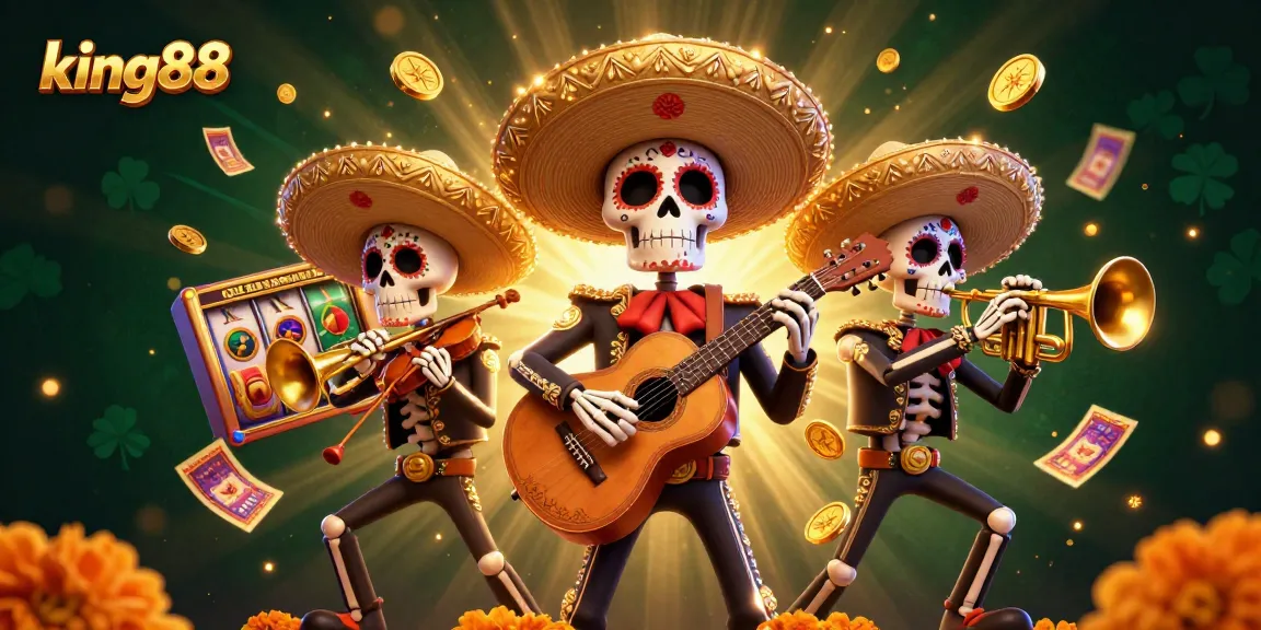 Experience thrilling wins at king88 with 3D mariachi characters celebrating slot games and jackpots.