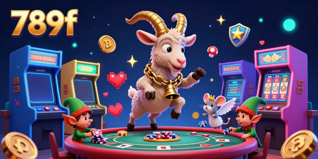 Experience thrilling gameplay at 789f's dynamic casino, where playful characters create a vibrant atmosphere.