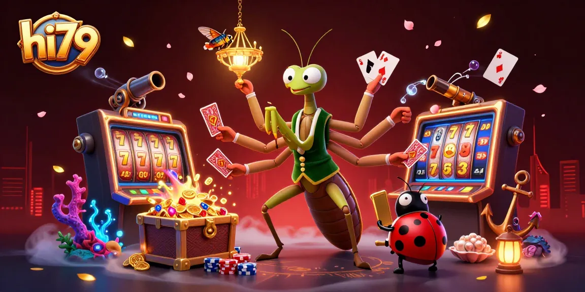 hi79 showcases an exciting online casino environment with slots, vibrant characters, and rich gaming elements.