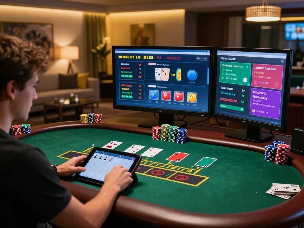 Winning strategies with 78WIN during an online blackjack game on a tablet.