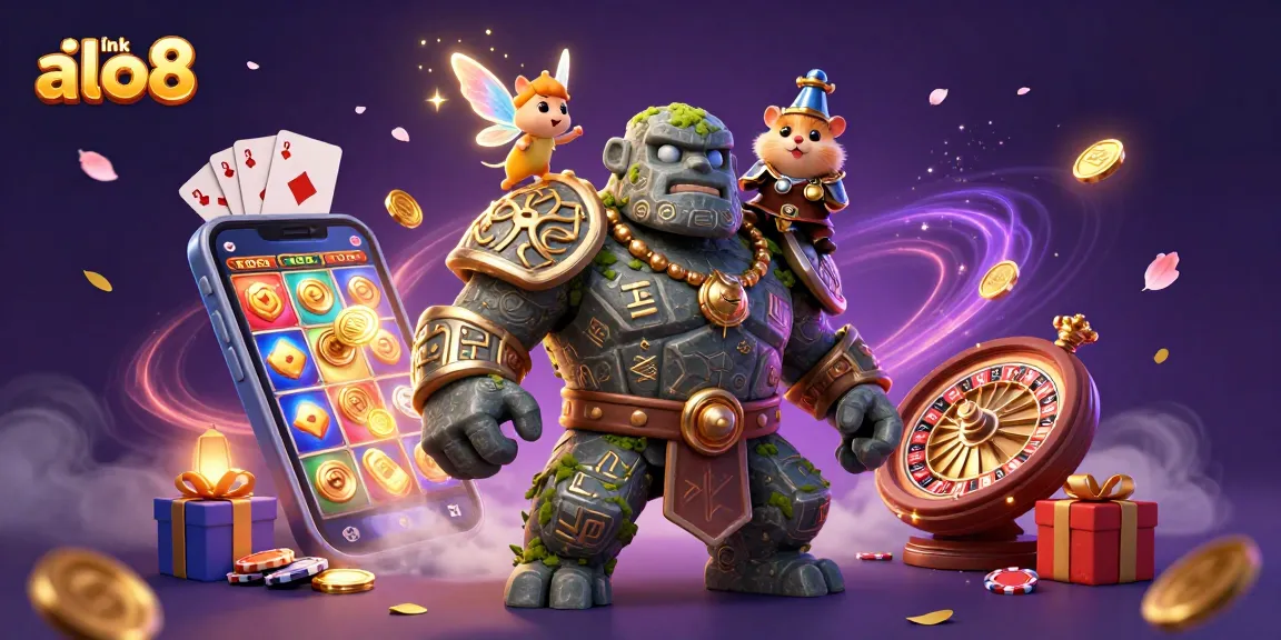 Join the excitement at link alo8 with vibrant casino action featuring a magical golem and fantasy elements.