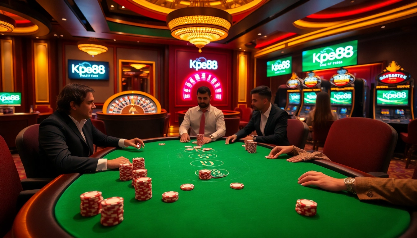 Engage in thrilling poker action at KP88, with vibrant casino elements enhancing the experience.