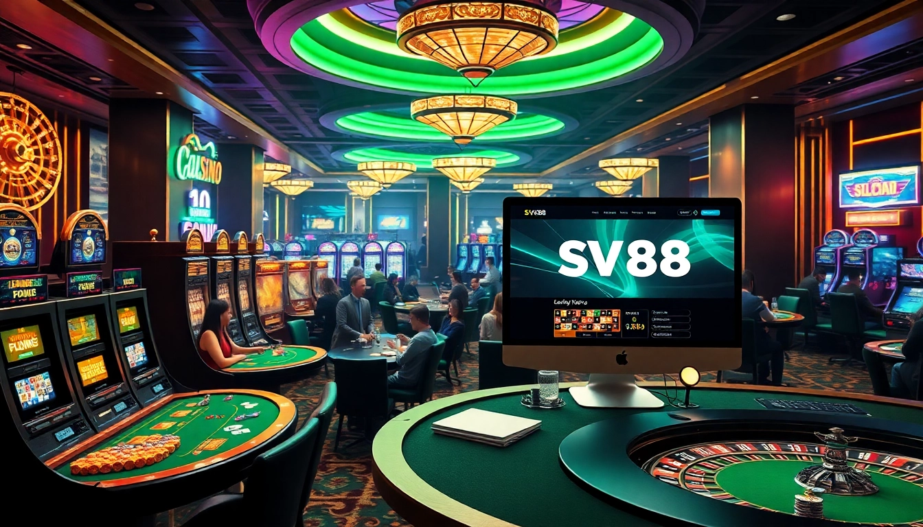 This image captures an exciting casino atmosphere showcasing engaging games on https://sv88s.pro with players enjoying their time.