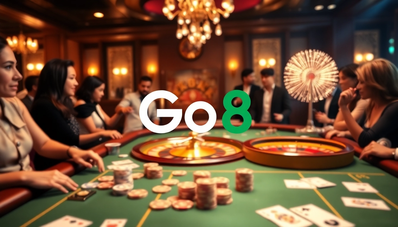 Go8 players engaging in exciting online casino gaming at a luxurious table
