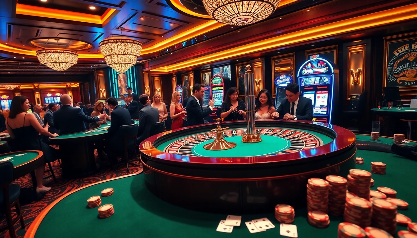 Experience the excitement of mb66.nyc with players joyfully engaging at a roulette table.