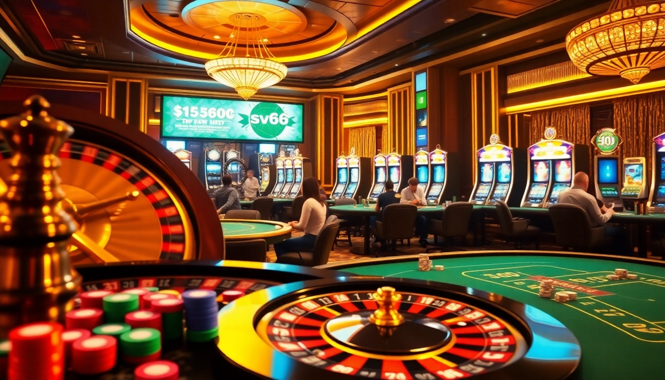 Experience thrilling wins at sv66 with vibrant casino tables and roulette spins.