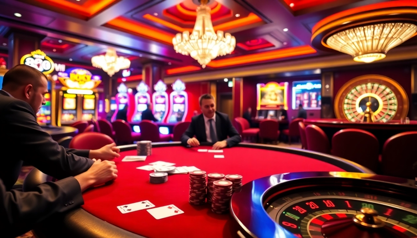 Experience the excitement of 888vi with players strategizing at a luxurious casino table.