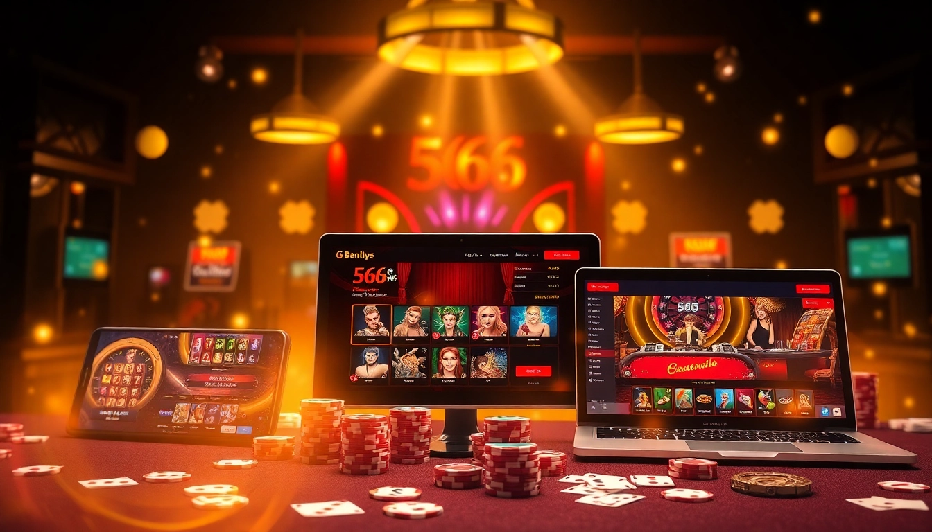 Vibrant online gaming platform showcasing 566.beauty with casino elements and user interfaces.