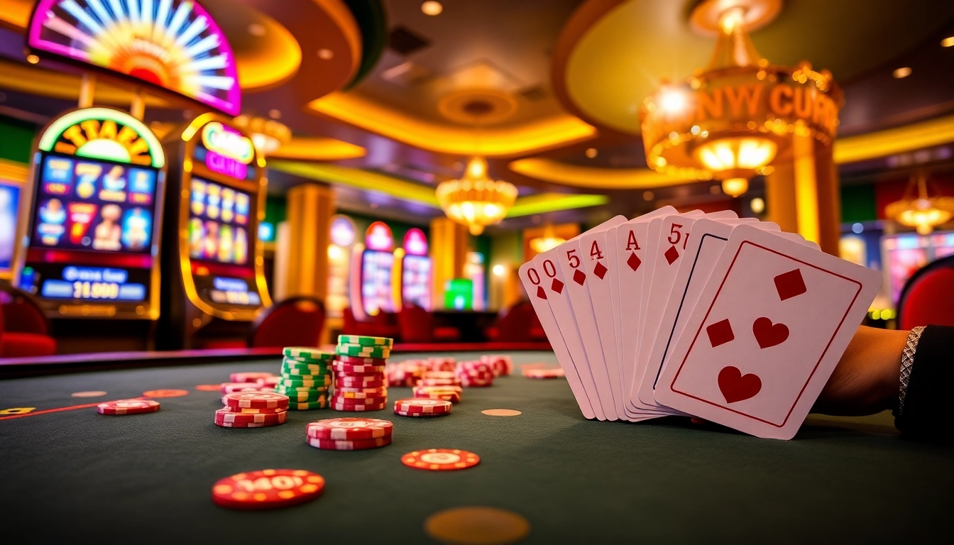 Experience the thrill of gambling with TR88 at an elegant casino table, featuring vivid poker chips and a winning hand.