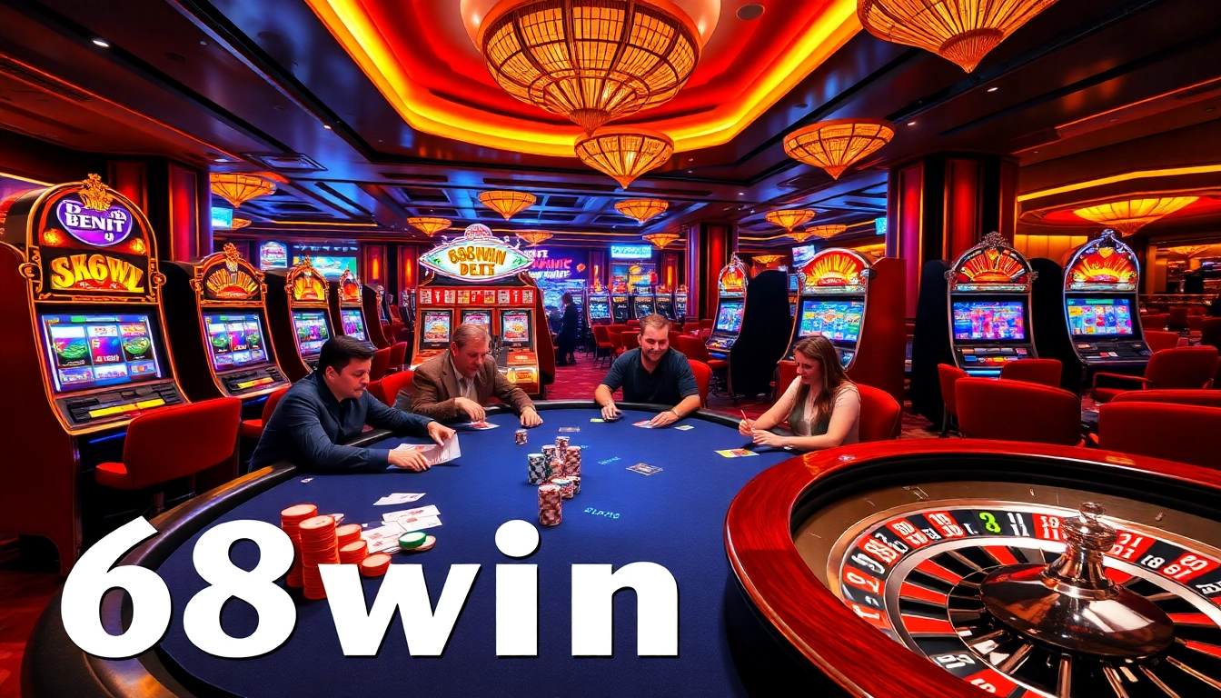 Experience thrilling moments at 68win bet with players engaging in intense poker gameplay under luxurious ambiance.
