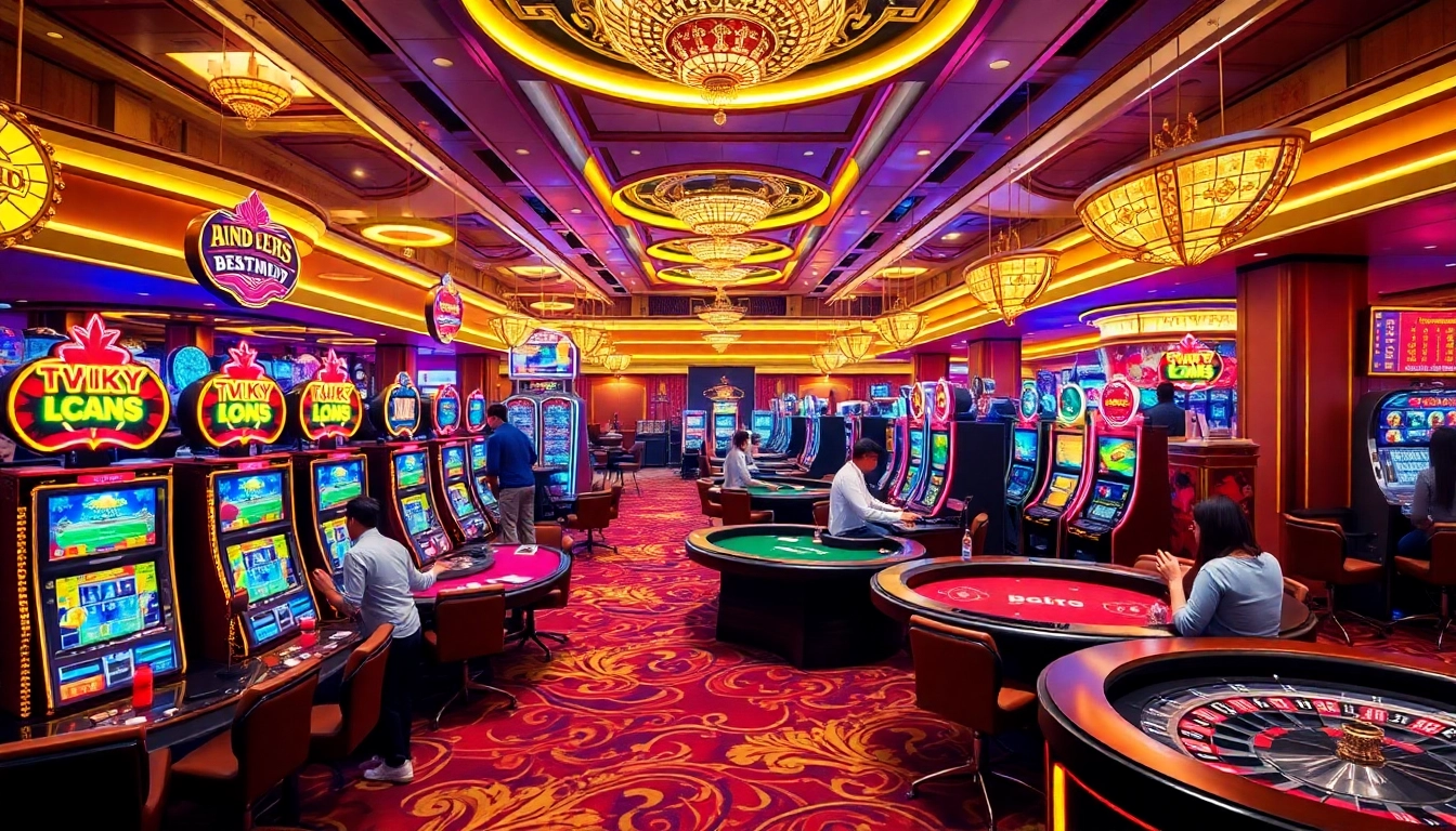 Experience the thrilling atmosphere of betting at https://bet88.talk/ showcased with vibrant casino gaming elements.