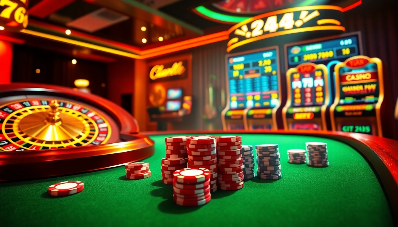 Experience the thrill of eejl33 com with high-energy casino tables featuring poker chips and roulette wheels.