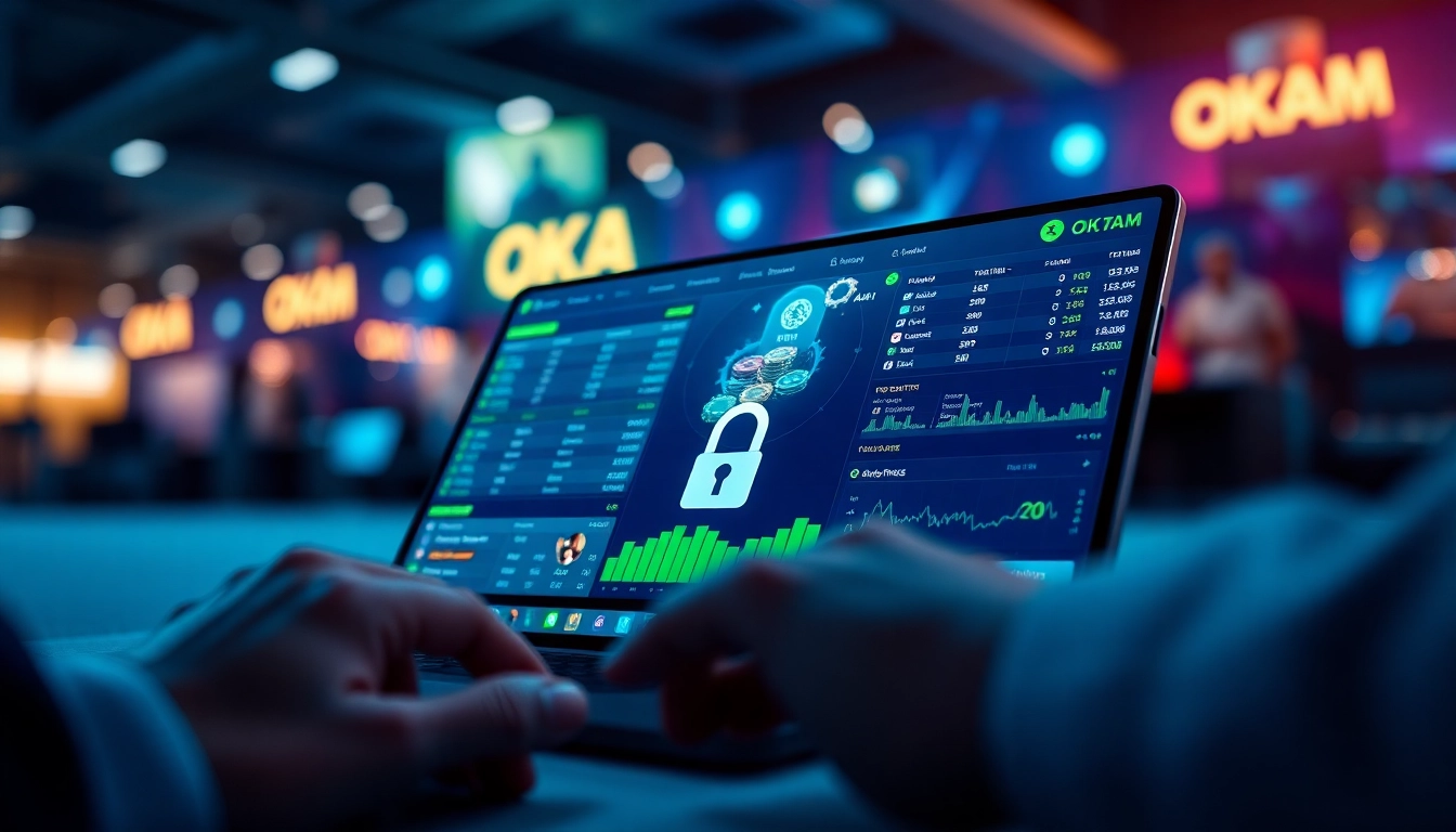 Engaging visual of OKATM online betting platform showcasing diverse gaming options, highlighting security and excitement.