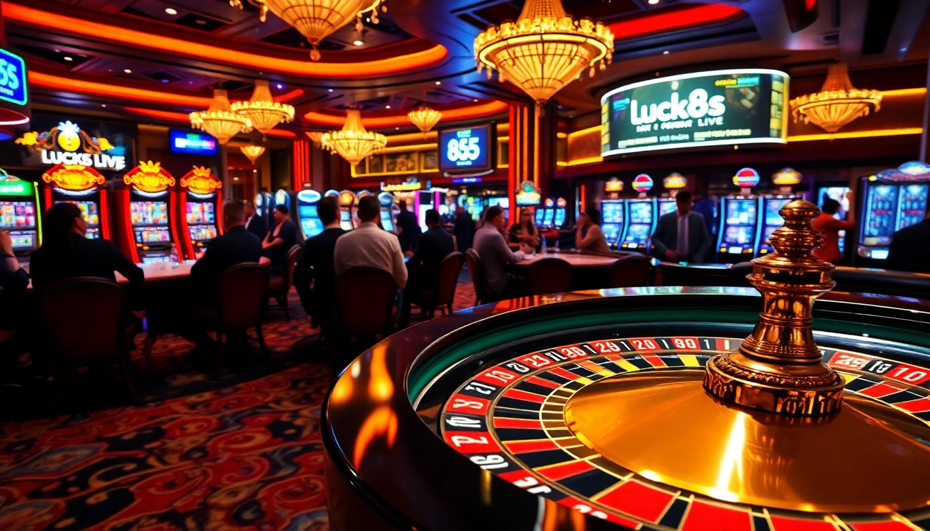 Intense gaming action at https://luck8s.live/ with vibrant roulette table and poker chips.