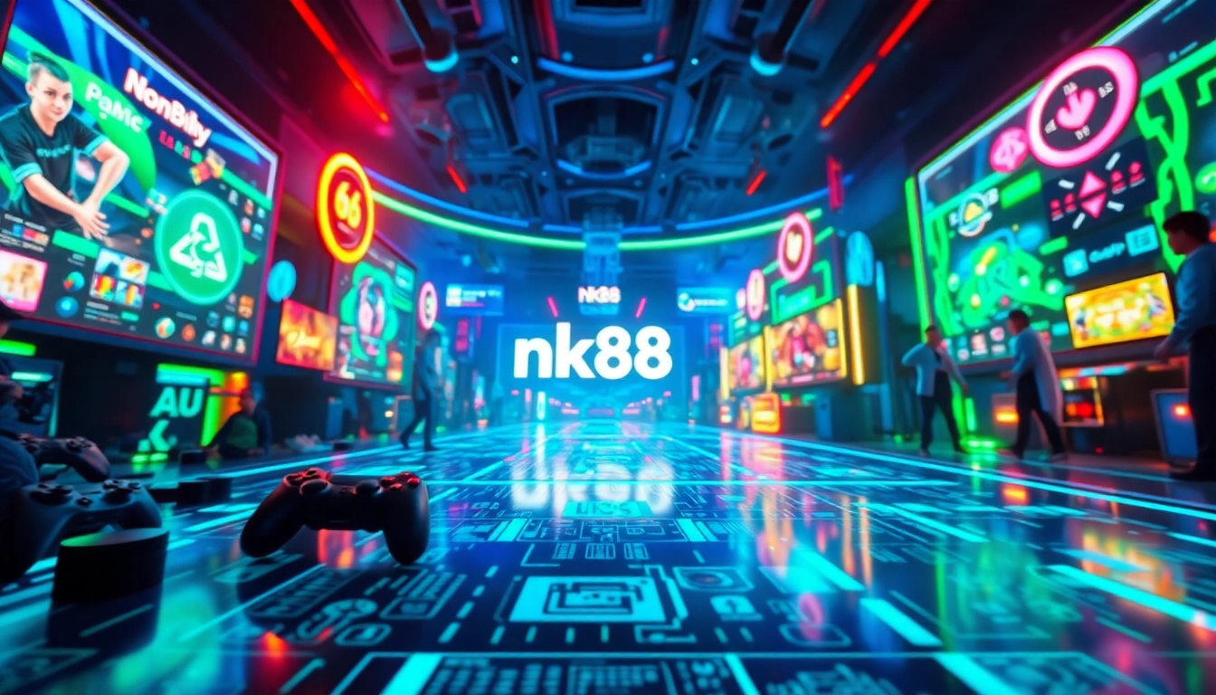 Exciting nk88 gaming platform interface with vibrant colors and interactive elements.