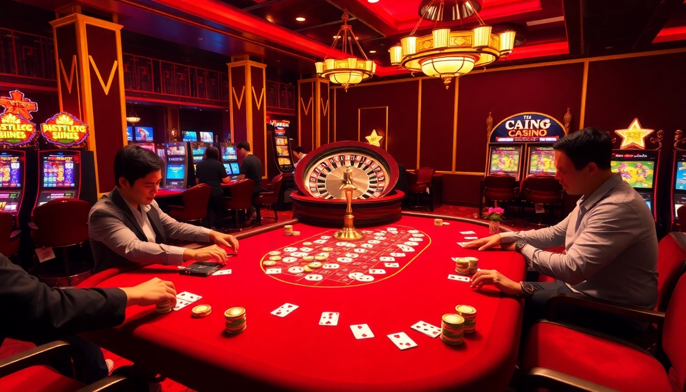 Exciting gambling scene at https://xx88.promo/ with players at a vibrant casino table.