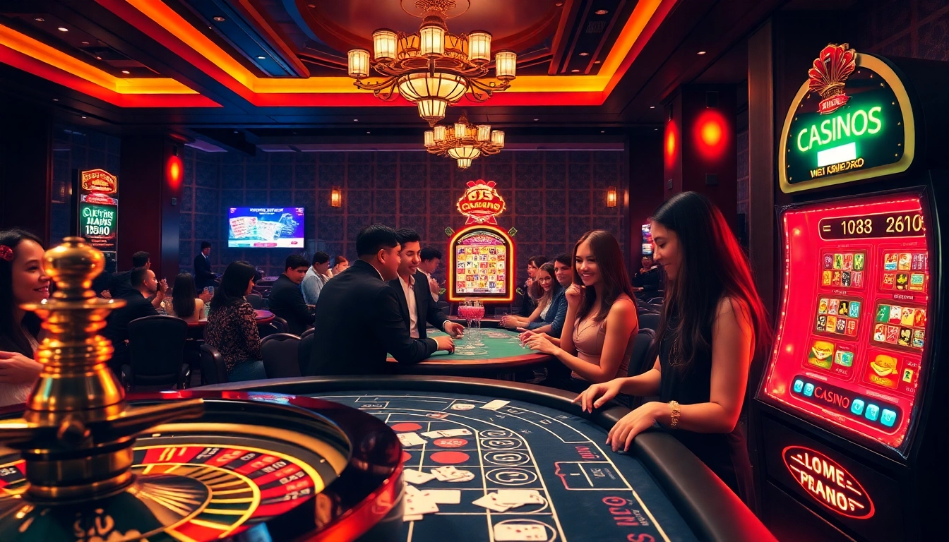 Experience thrilling gaming at https://rr88c.pro/ with a vibrant casino scene showcasing roulette, poker, and slots.