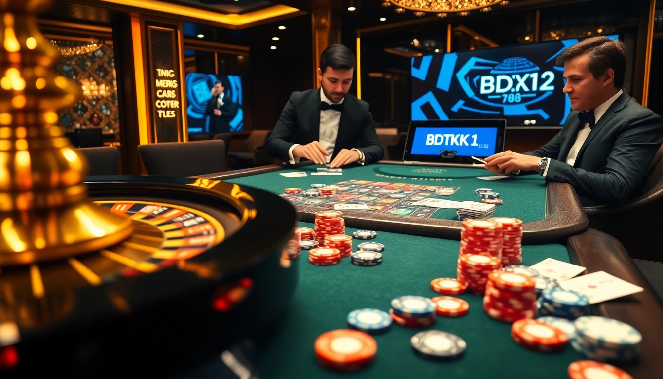 Experience the thrill of BDTK1 at an exquisite casino table filled with vibrant poker chips.